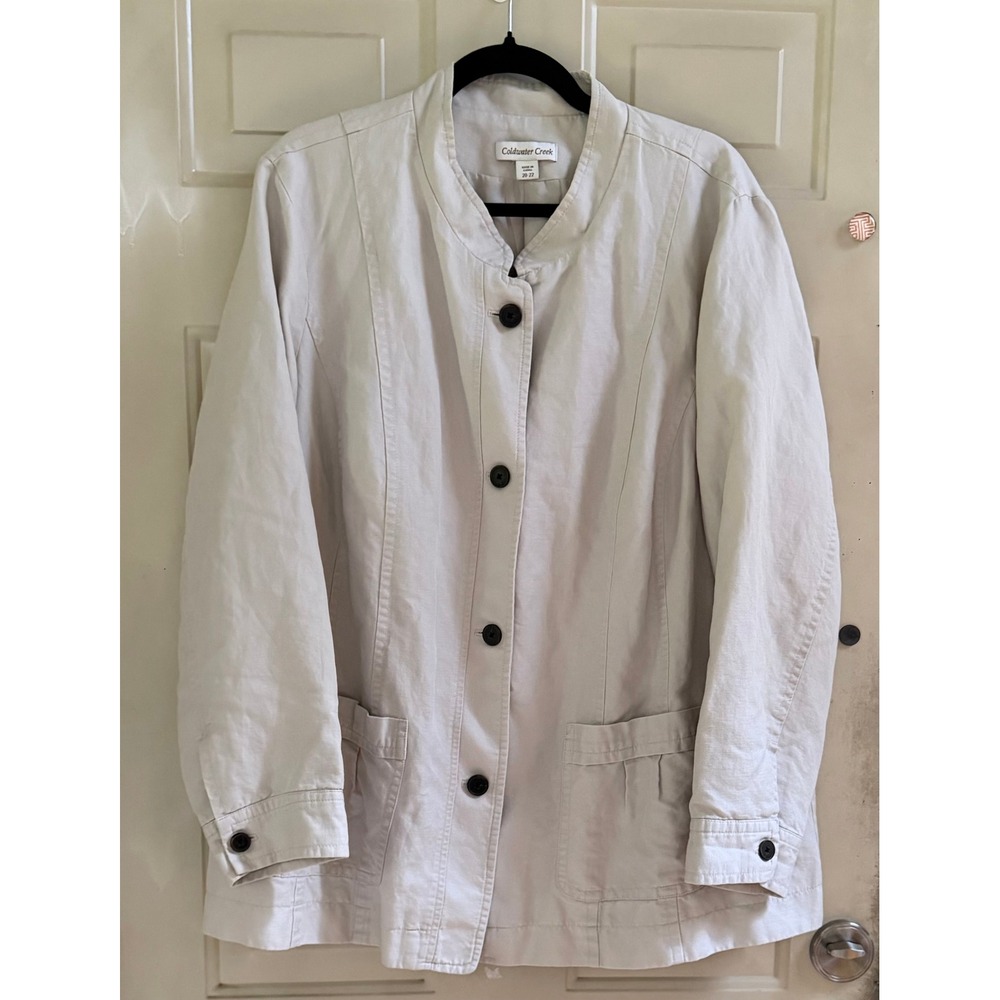 Coldwater Creek Beige Linen Cotton Jacket Minimalist Neutral Costal Lightweight